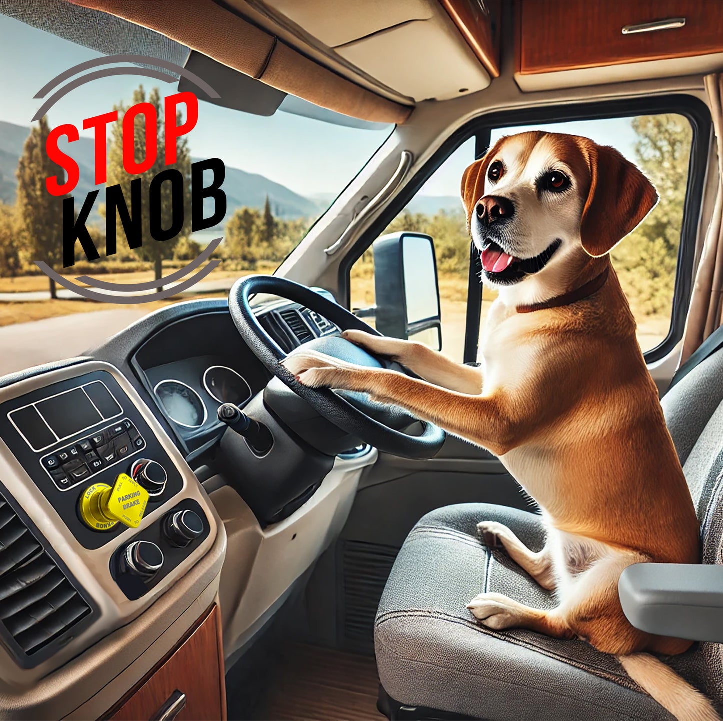 Safety Air Brake Locking feature for Super C Motorhomes, Commercial Trucks, & Heavy Equipment.? Replaces your yellow original manufacture Air Brake knob
