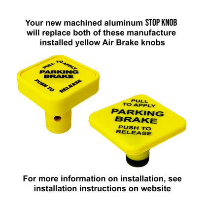 STOP KNOB Model SNAR1 Fits all Class A Motorhomes that have a yellow original manufacture Air Brake Knob